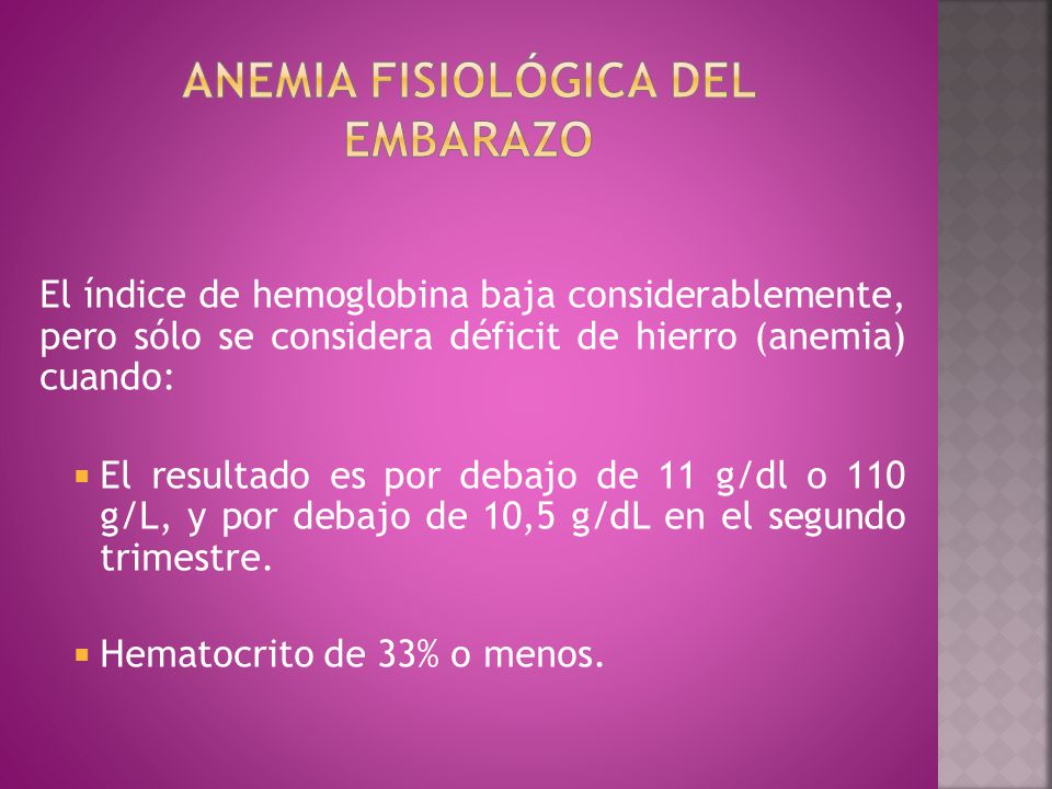 Cifras normales de hemoglobina en embarazadas